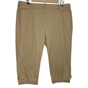 Talbots Pants 16 Petite Perfect Skimmer Chino Khaki Capri Stretch 18.5” Inseam